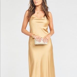 Verona Cowl Dress - True Gold Luxe Satin